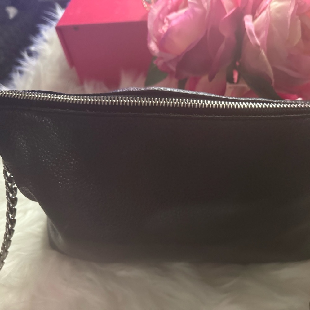 Michael Kors Jet Set (black) pebbles leather with silver tone accents cross body